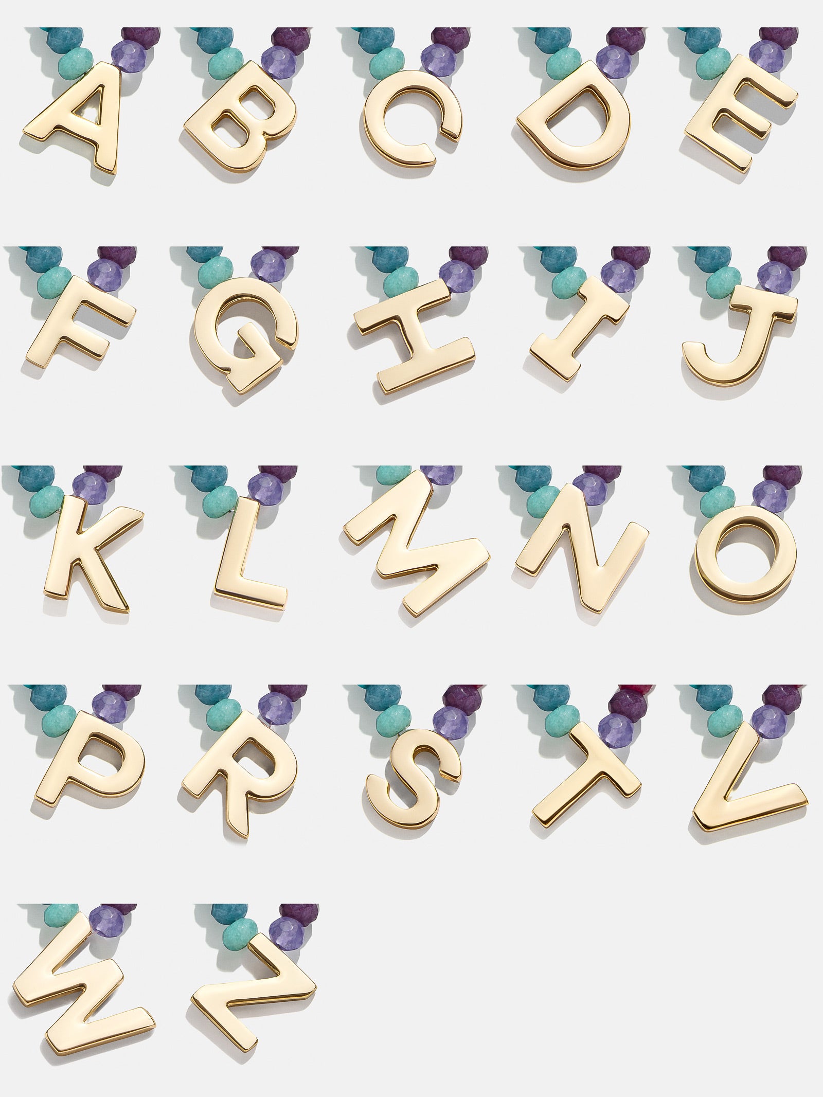 Semi-Precious Block Initial Necklace - Multi - Image 27