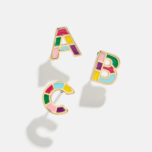 Kids' Rainbow Initial Earrings - Gold/Multi