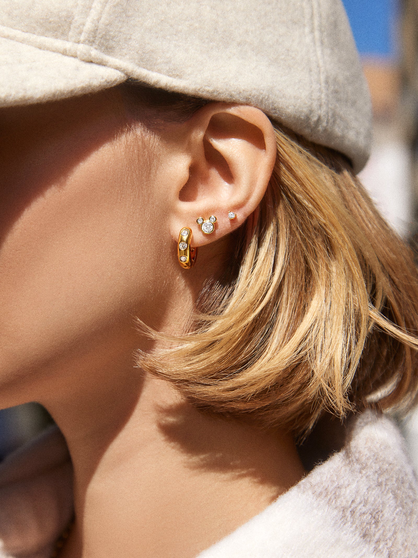 Mickey Mouse Disney 18K Gold Plated Sterling Silver & Cubic Zirconia Studs - Gold/Pav?? - Image 2