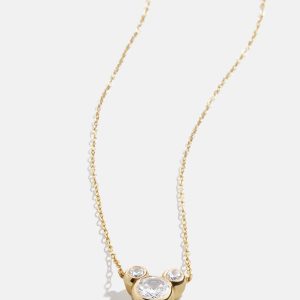 Mickey Mouse Disney 18K Gold Plated Sterling Silver & Cubic Zircona Pendant Necklace - Gold/Pav??