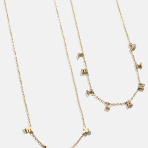 Disney Mickey Mouse 18K Gold Plated Sterling Silver Spaced Custom Necklace - Gold/Pav??