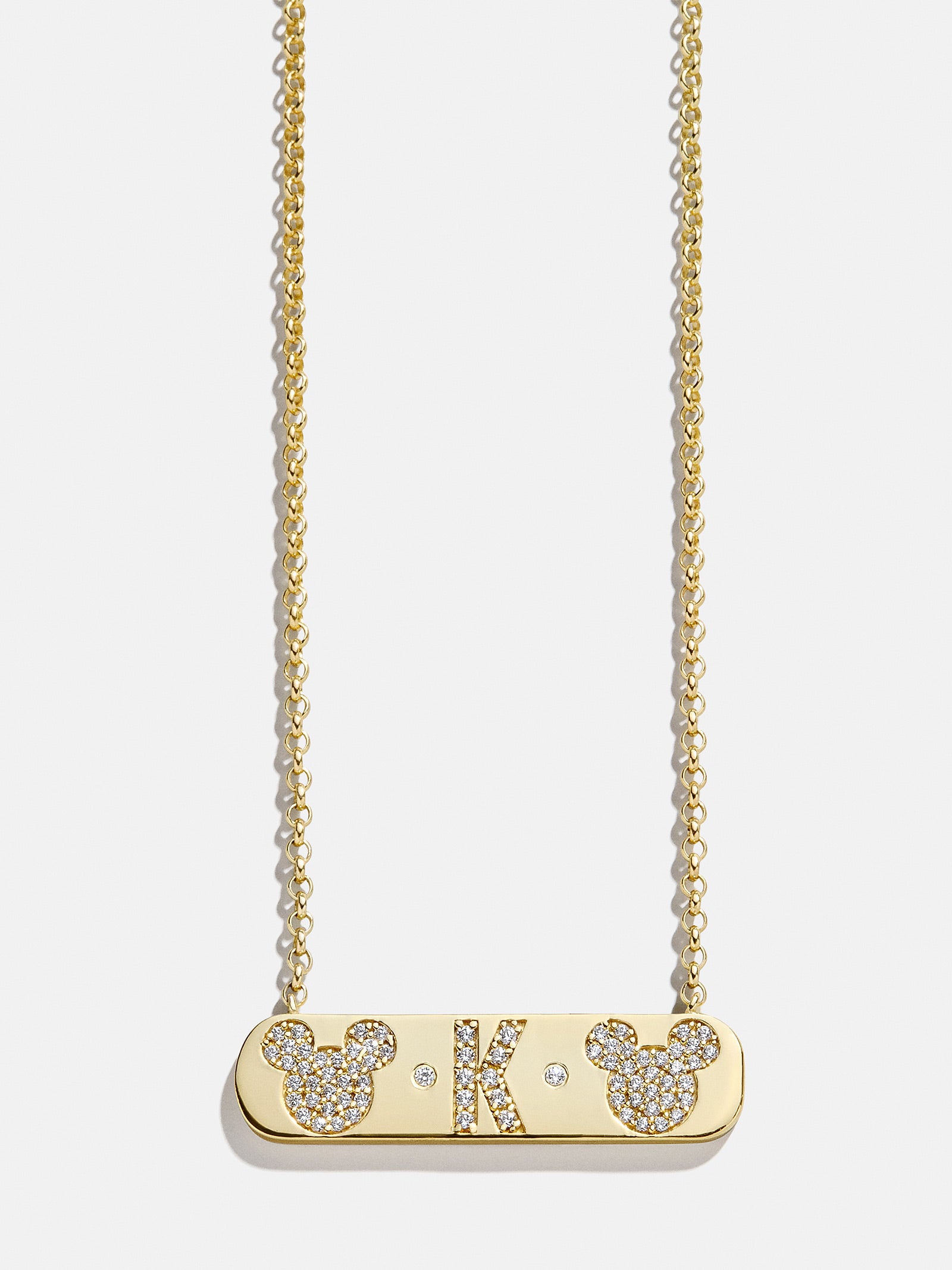 Mickey Mouse 18K Gold & Cubic Zirconia Initial Bar Necklace - Gold/Pav?? - Image 3