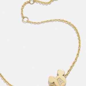 Mickey Mouse Disney 18K Gold Plated Sterling Silver & Cubic Zirconia Initial Bracelet - Gold/Pav??
