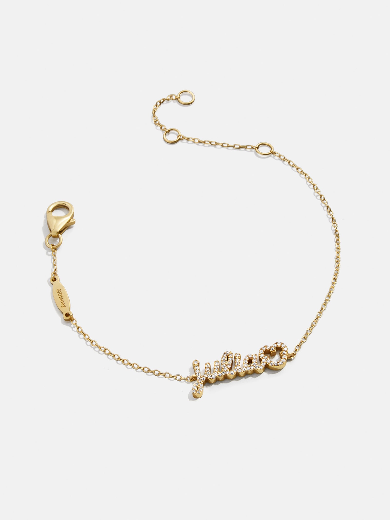 Disney Mickey Mouse 18K Gold Plated Sterling Silver Custom Nameplate Bracelet - Gold/Pav?? - Image 3