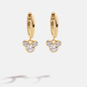 Disney Mickey Mouse 18K Gold Plated Sterling Silver Bezel Huggie - Gold/Pav??