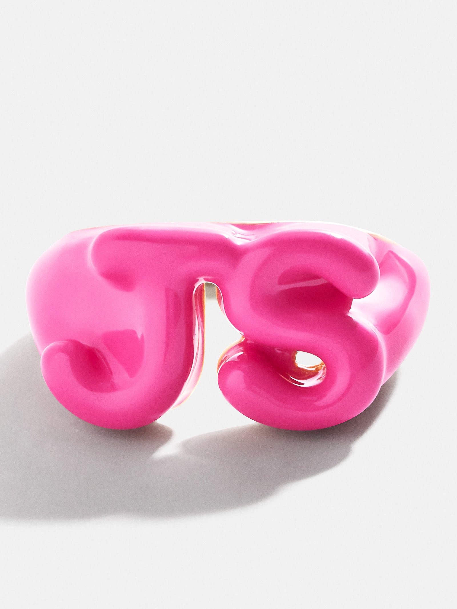 Block Enamel Custom Initial Ring - Hot Pink - Image 3