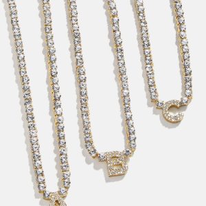 Initial Tennis Necklace - Gold/Pav??