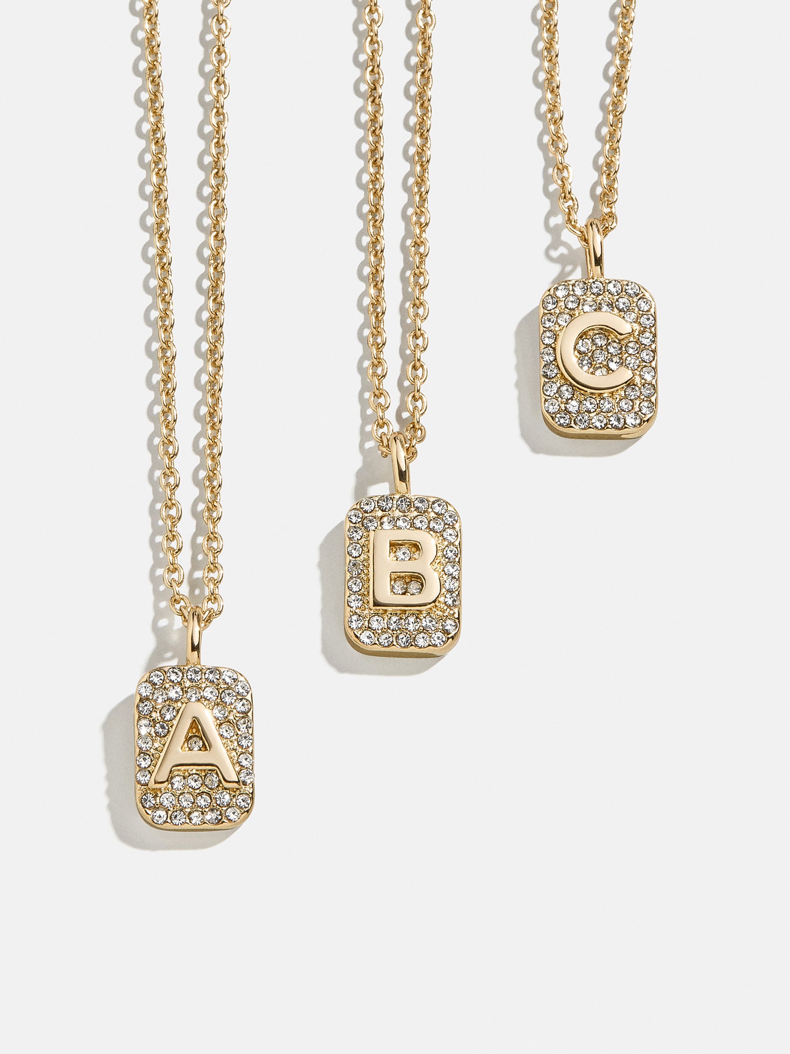 Tina Block Initial Necklace - Gold/Pav??