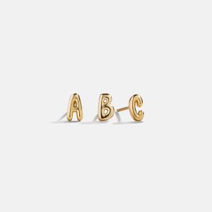 18K Gold Single Bubble Initial Earring - Bubble Initial