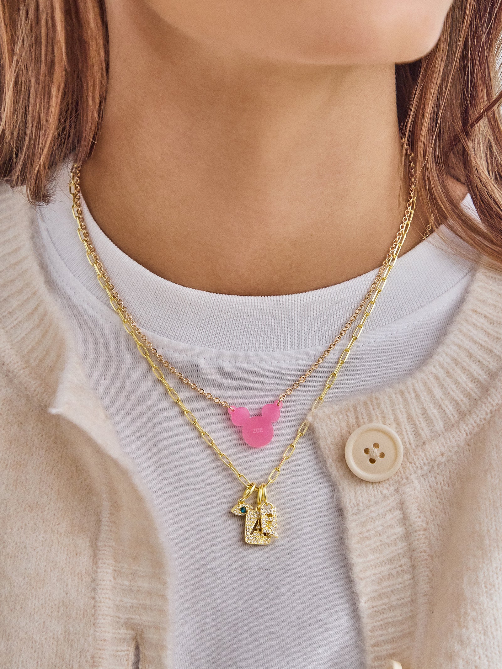 Disney Mickey Mouse Acrylic Custom Necklace - Translucent Magenta - Image 2