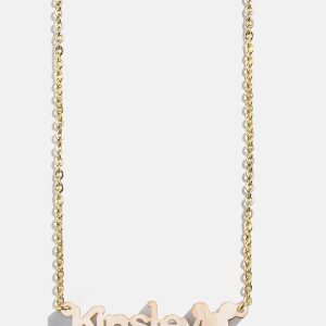Disney Mickey Mouse Acrylic Custom Nameplate Necklace - Blonde Marble