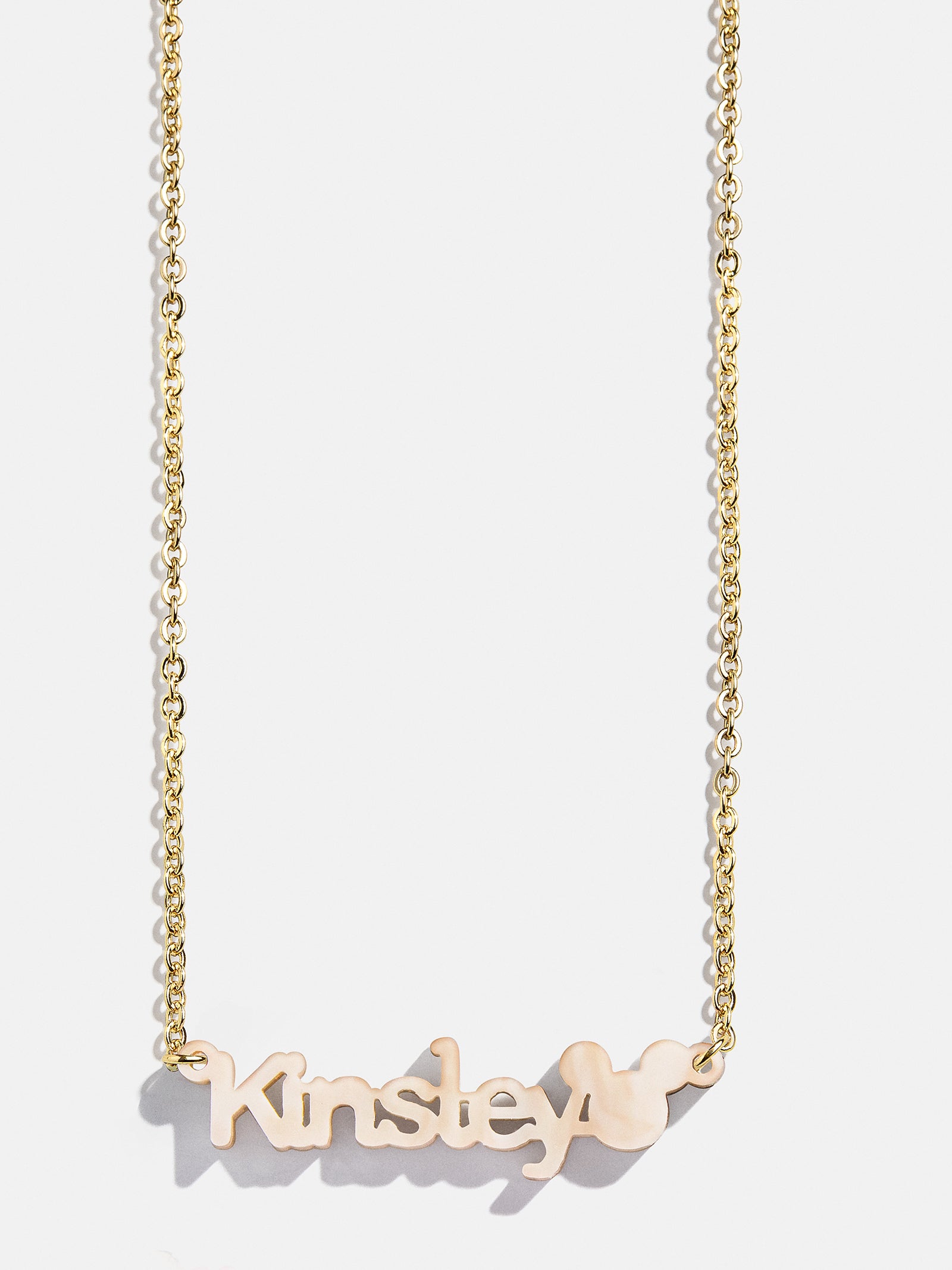 Disney Mickey Mouse Acrylic Custom Nameplate Necklace - Blonde Marble