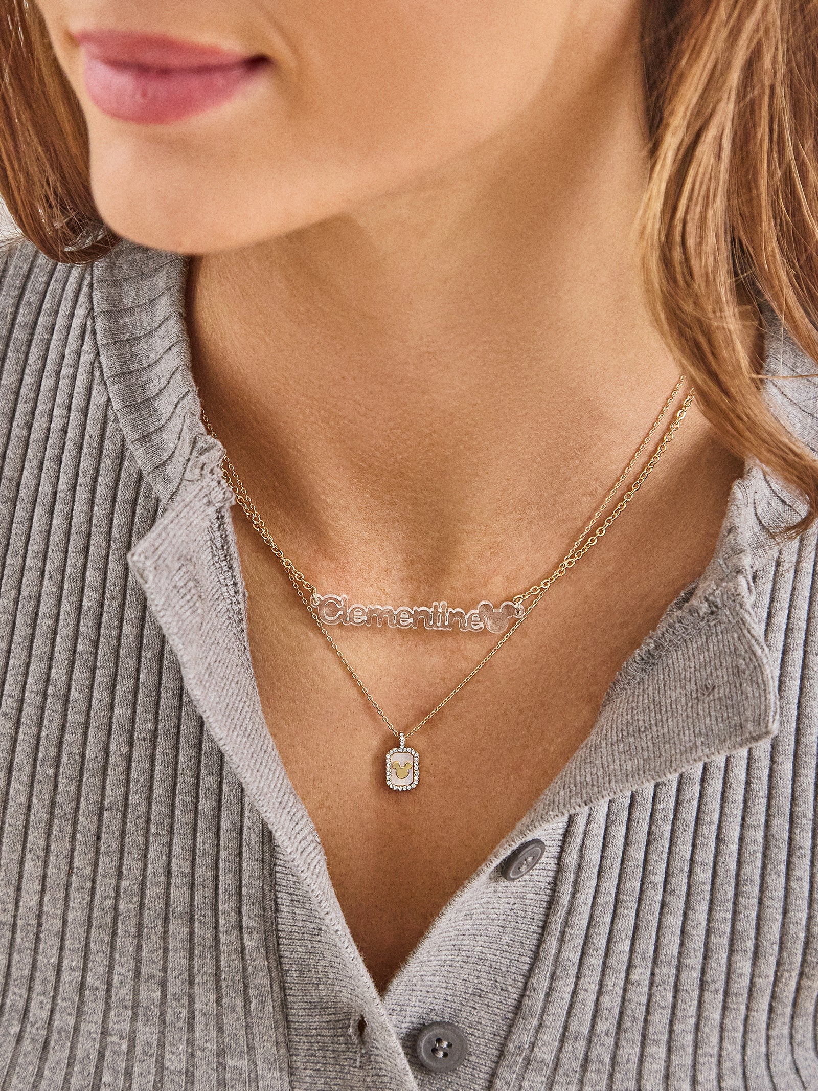 Disney Mickey Mouse Acrylic Custom Nameplate Necklace - Clear - Image 2