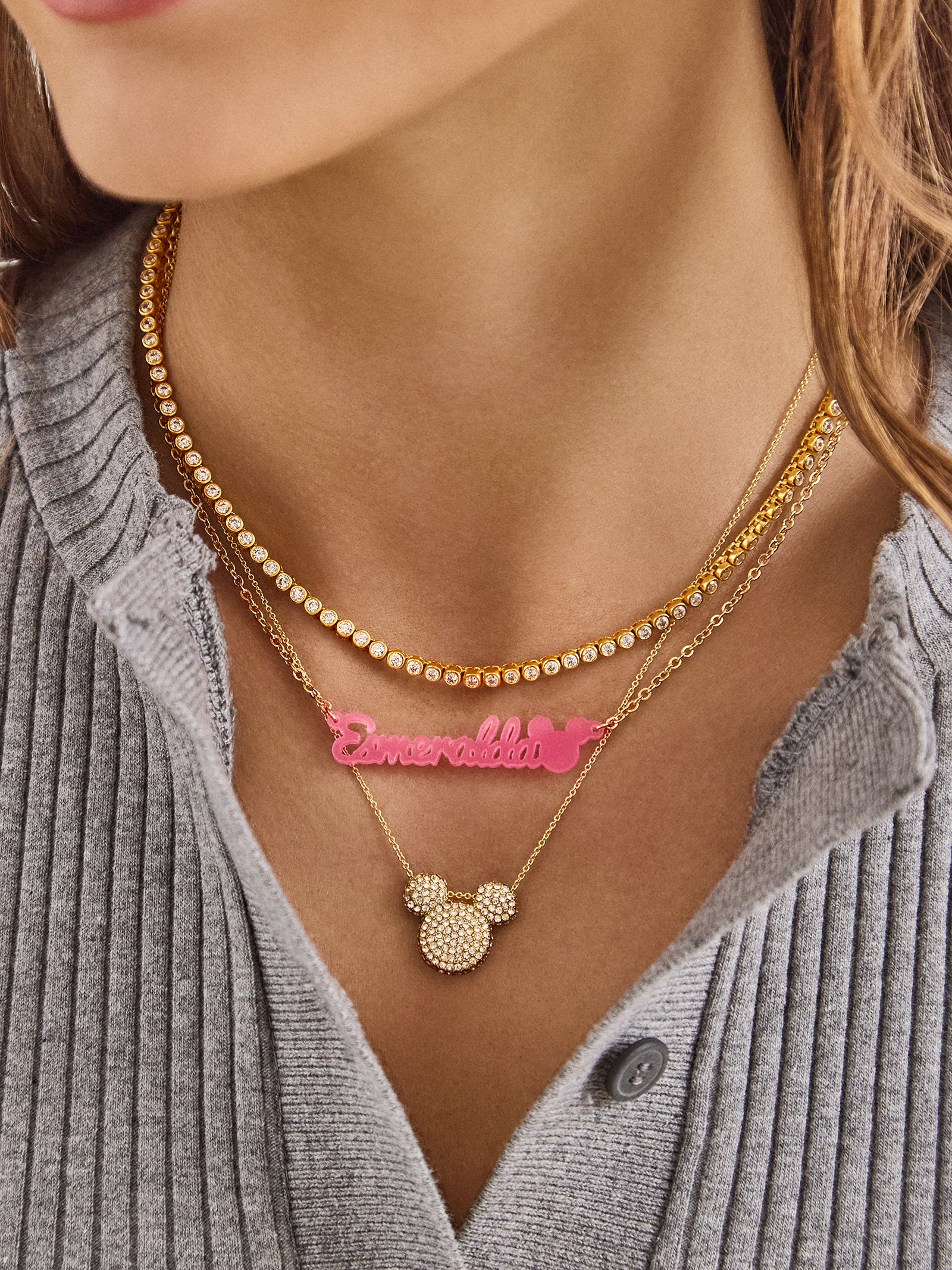 Disney Mickey Mouse Acrylic Custom Nameplate Necklace - Translucent Purple - Image 2