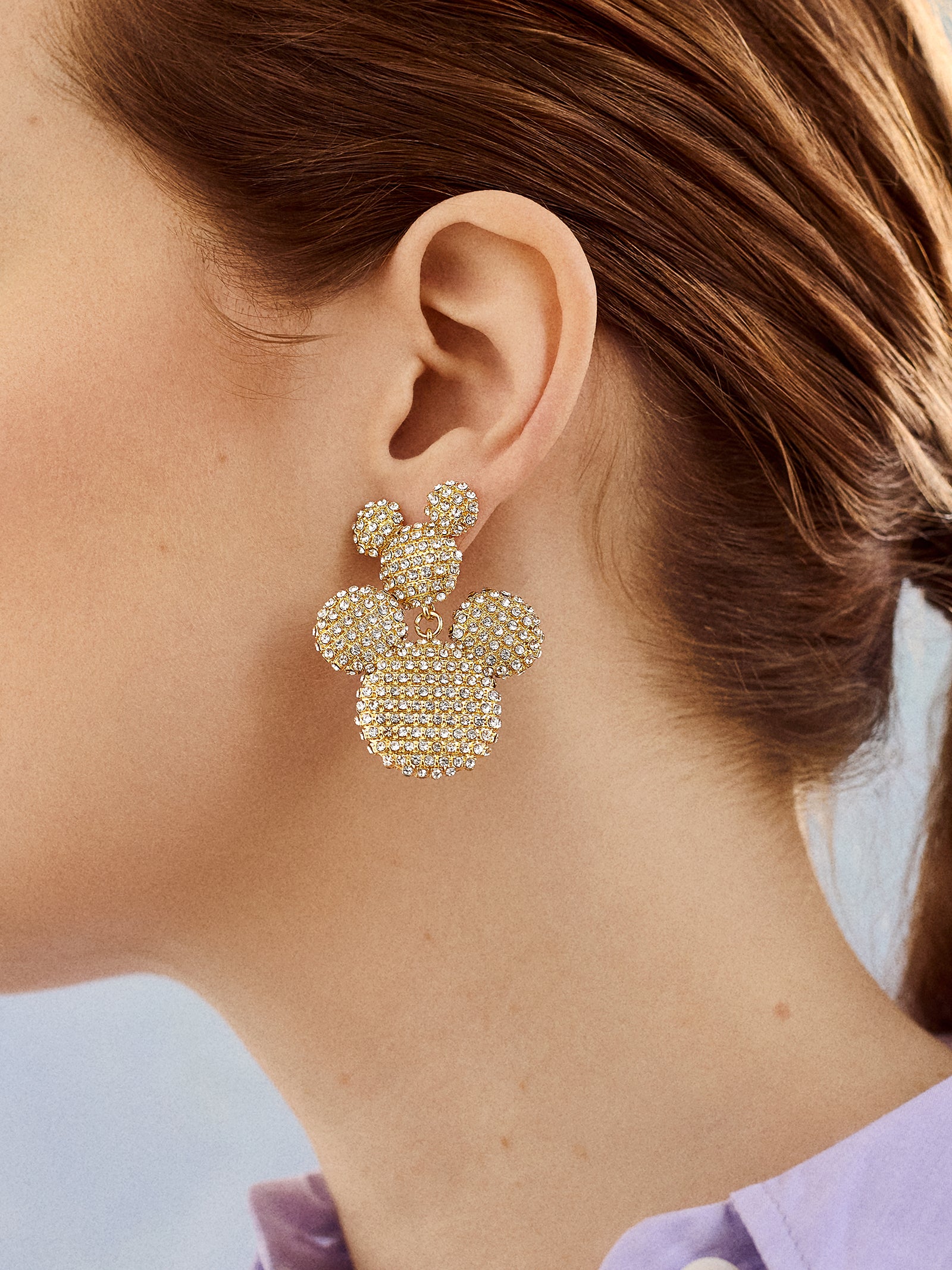 Disney Mickey Mouse Pav?? Statement Earrings - Gold/Pav?? - Image 2