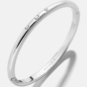 Nadia Classic Hinge Bangle - Classic Thin Silver Triple Bezel