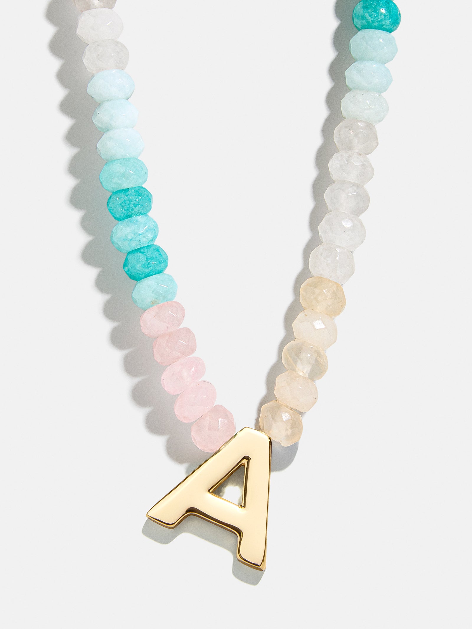 Semi-Precious Block Initial Necklace - Light Multi - Image 3