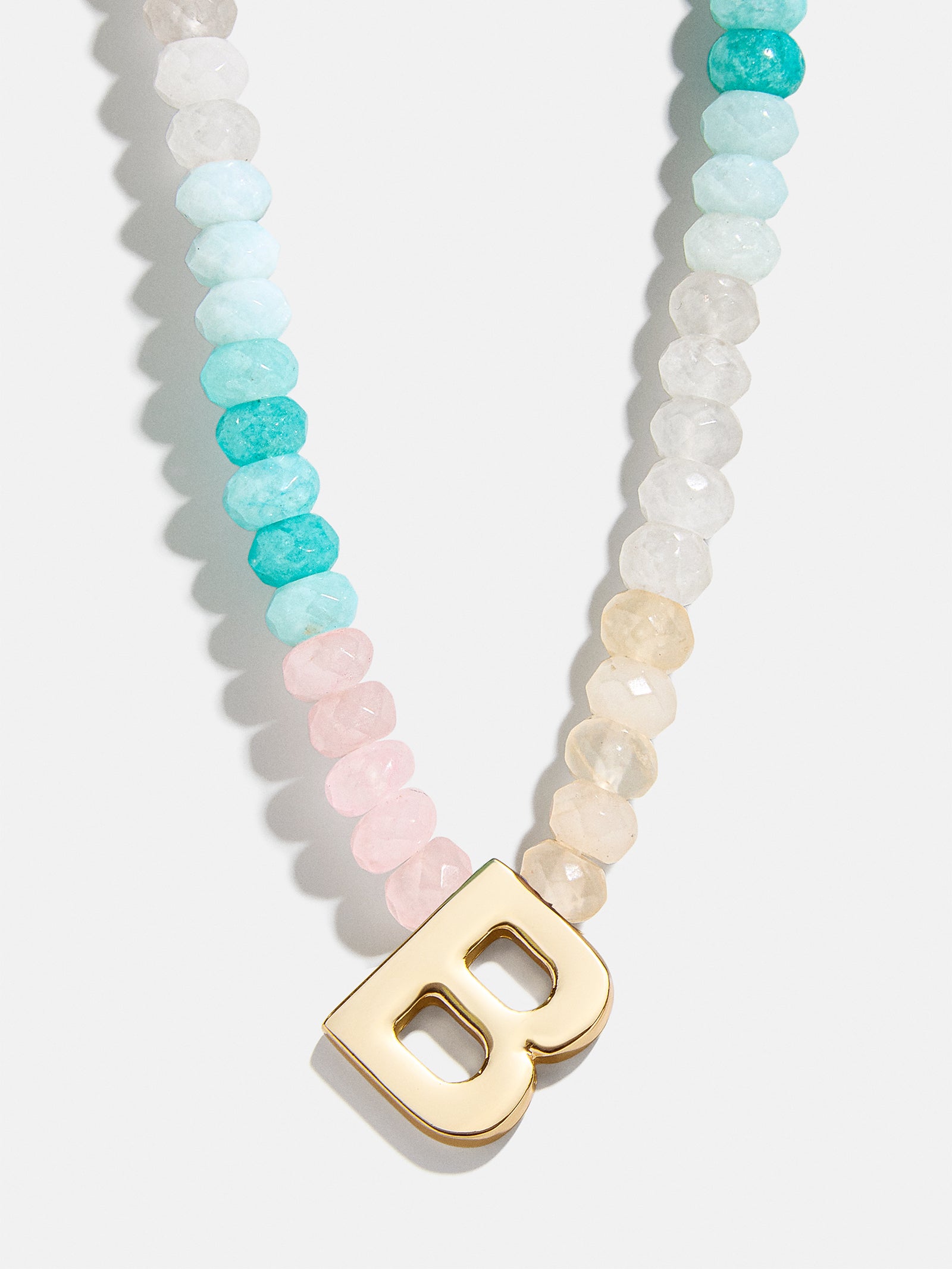 Semi-Precious Block Initial Necklace - Light Multi - Image 4