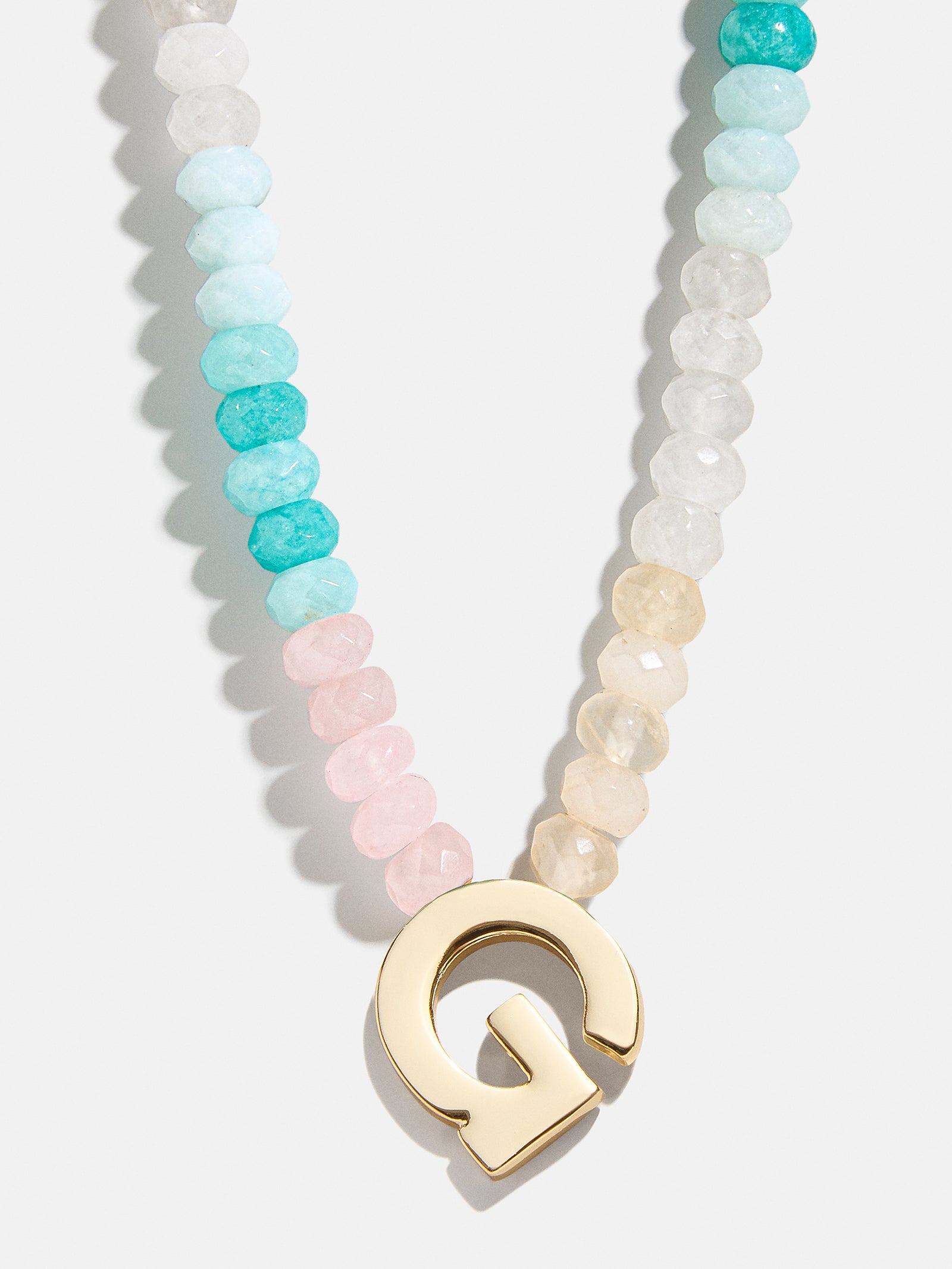 Semi-Precious Block Initial Necklace - Light Multi - Image 9