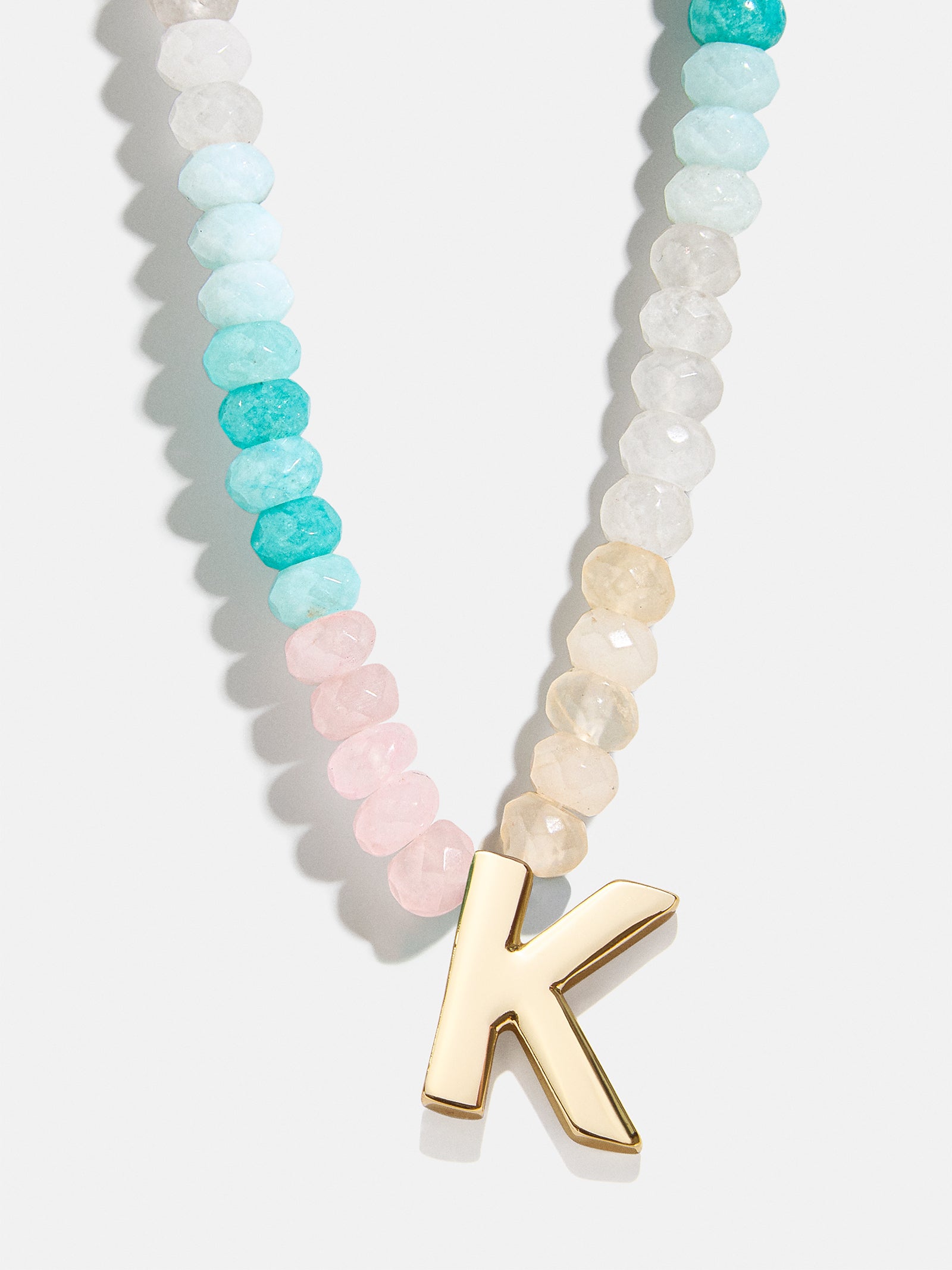 Semi-Precious Block Initial Necklace - Light Multi - Image 13