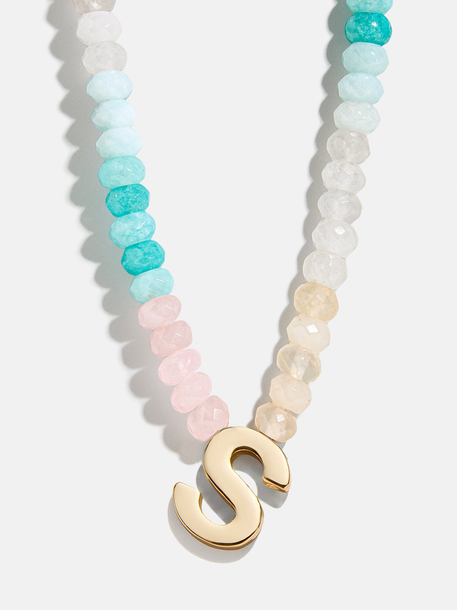 Semi-Precious Block Initial Necklace - Light Multi - Image 20