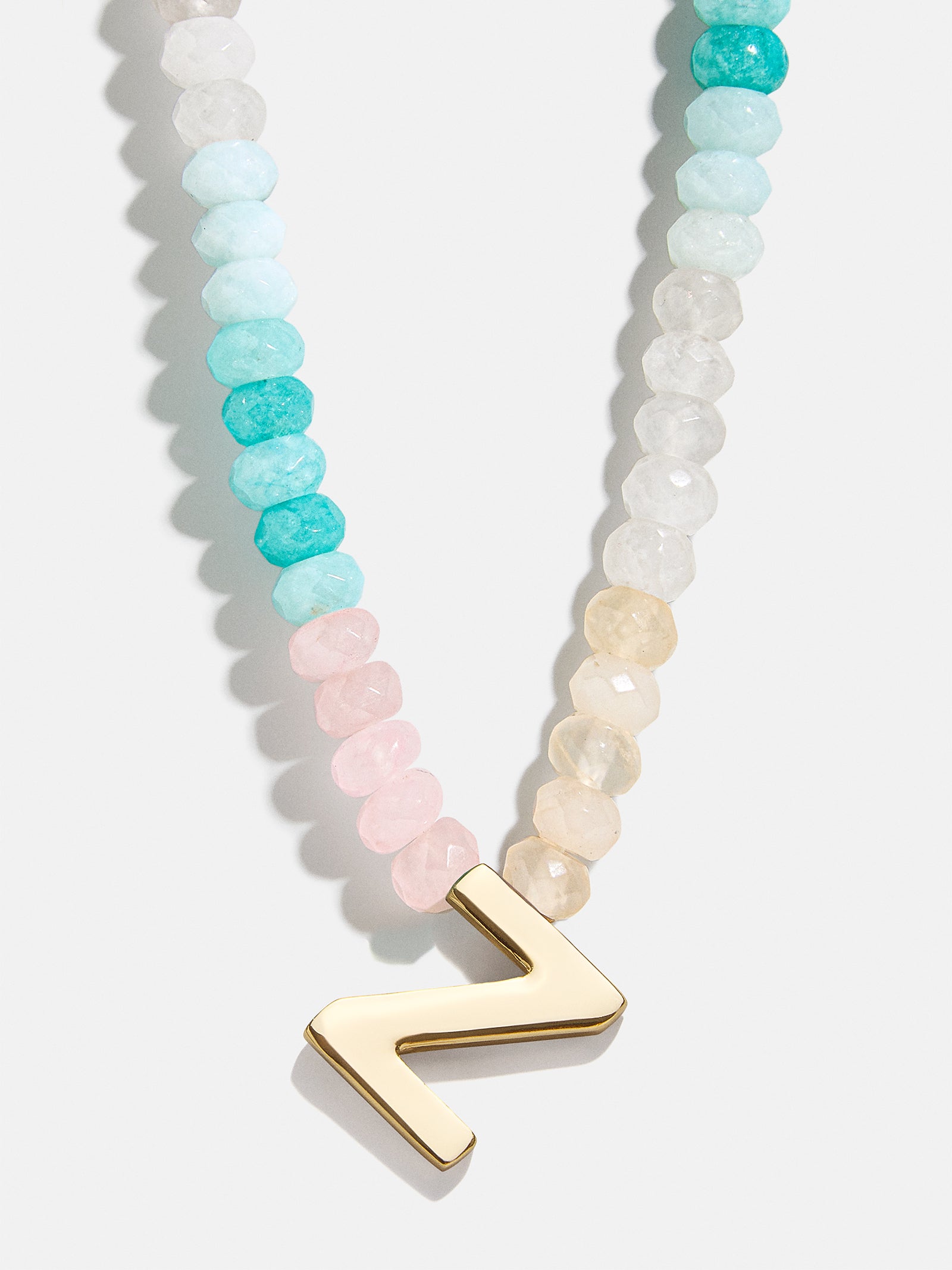 Semi-Precious Block Initial Necklace - Light Multi - Image 24