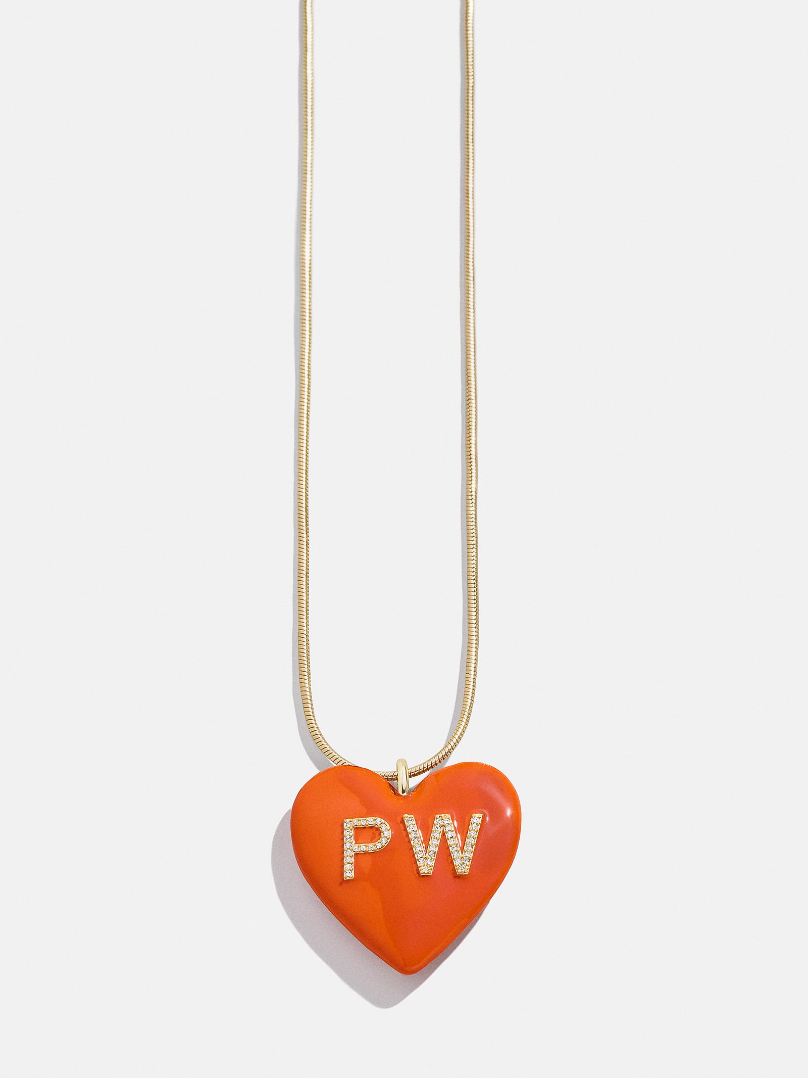 Millie Bubble Heart Custom Initial Necklace - Orange