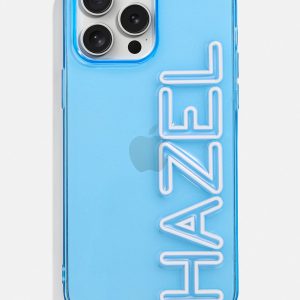 Fine Line Custom iPhone Case - Transparent Sky Blue/White