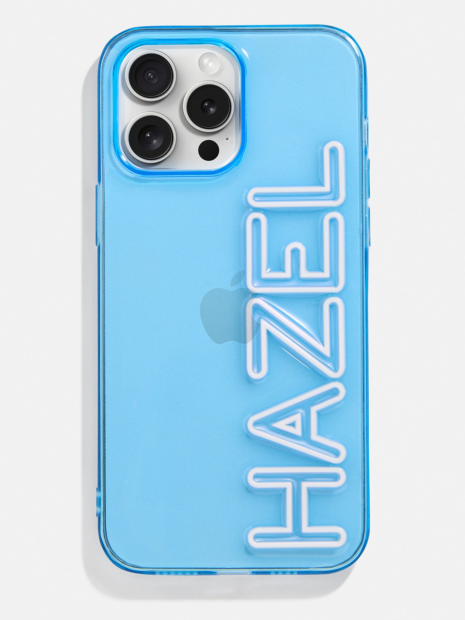 Fine Line Custom iPhone Case - Transparent Sky Blue/White