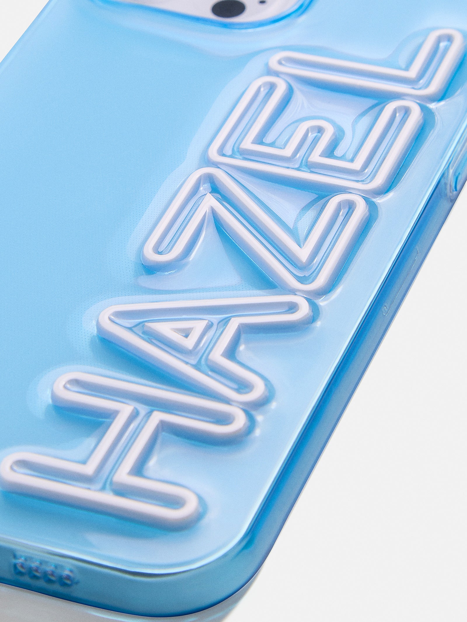 Fine Line Custom iPhone Case - Transparent Sky Blue/White - Image 2