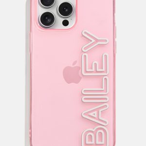 Fine Line Custom iPhone Case - Transparent Pink/White