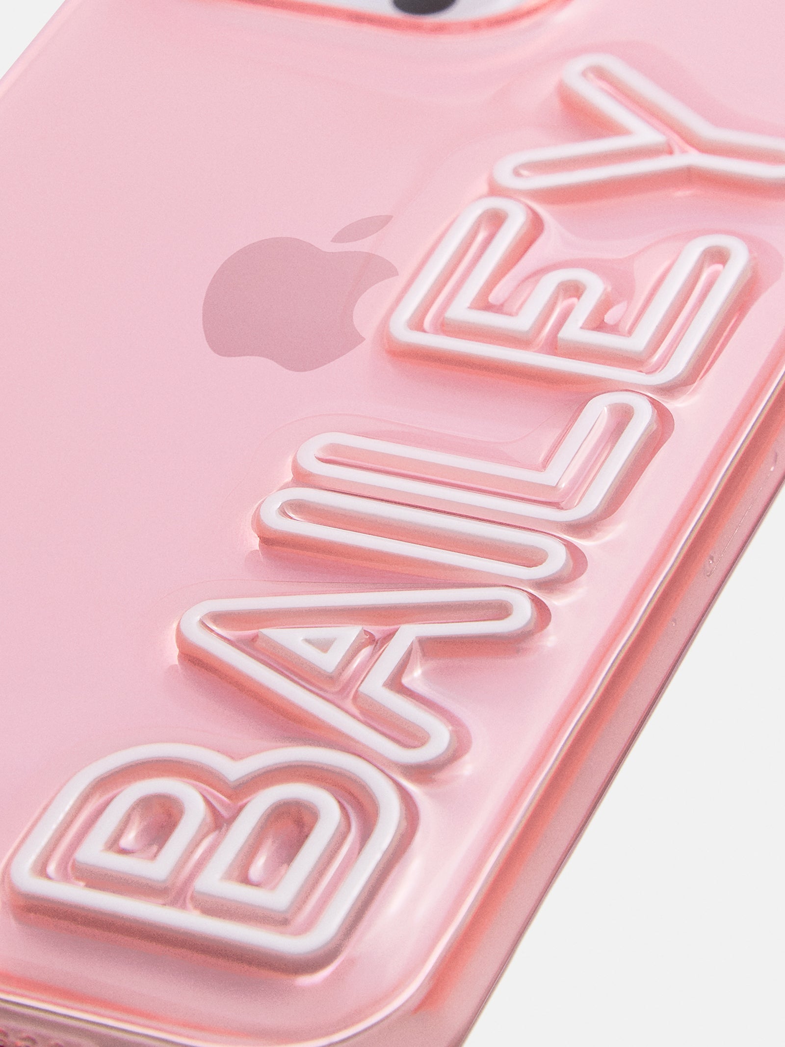 Fine Line Custom iPhone Case - Transparent Pink/White - Image 2