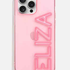 Fine Line Custom iPhone Case - Transparent Pink/Pink