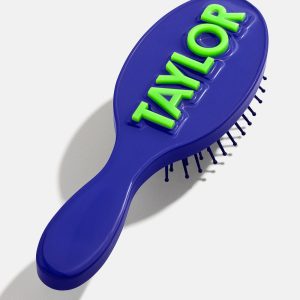 Mini Block Font Custom Hair Brush - Navy/Green