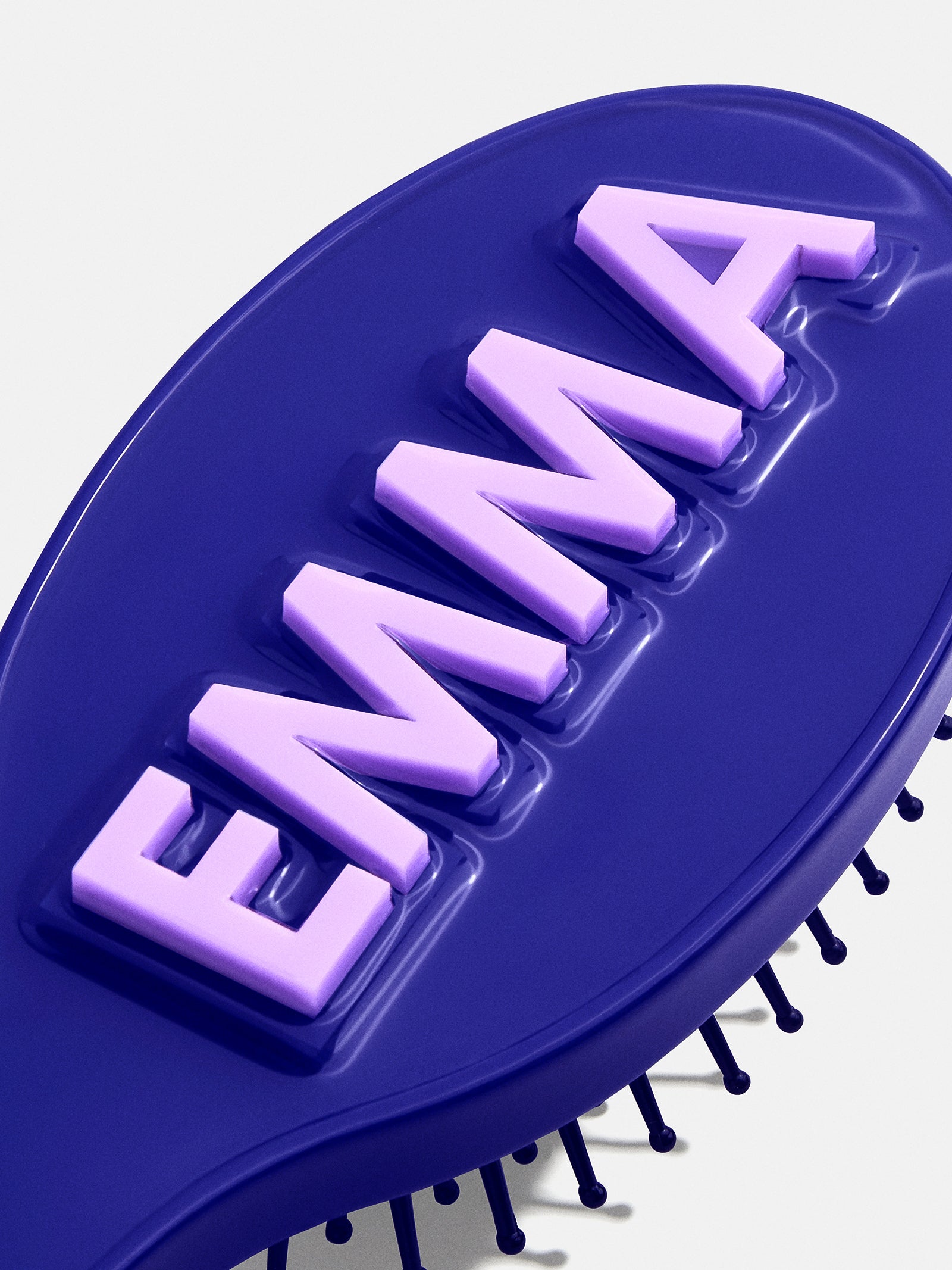 Mini Block Font Custom Hair Brush - Navy/Light Purple - Image 3