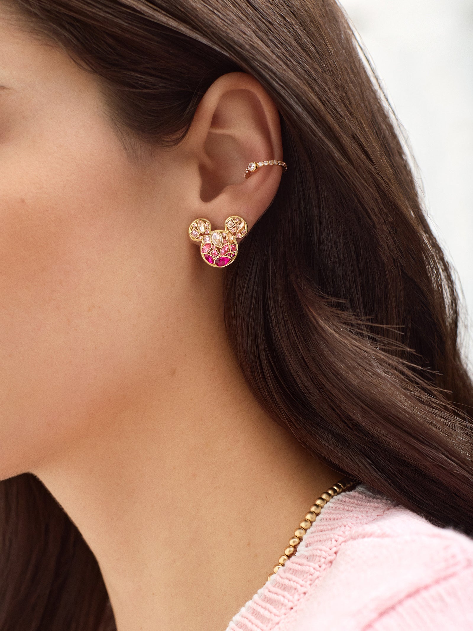 Disney Mickey Mouse Ombre Pave Earring - Pink - Image 2