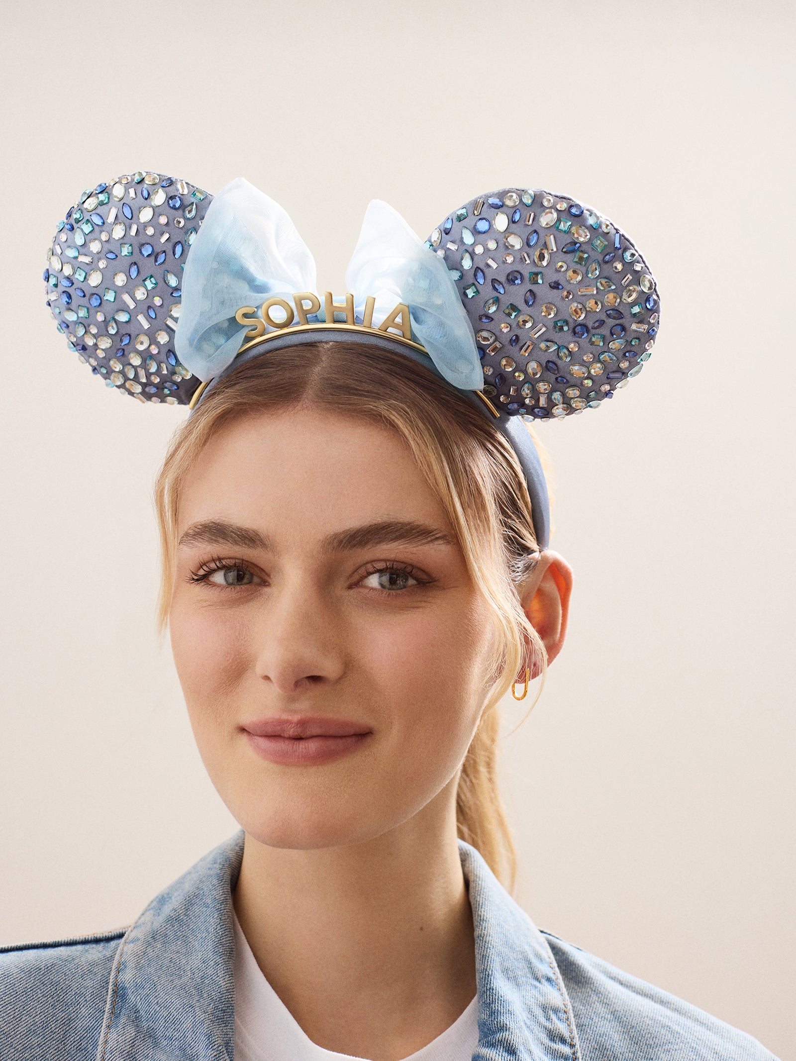 Disney Minnie Mouse Crystal Blue Custom Ears Headband - Minnie Mouse Crystal Blue Custom Ears - Image 2