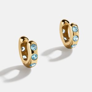Sydney 18K Gold Birthstone Earrings - Aquamarine