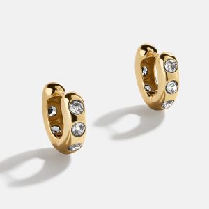 Sydney 18K Gold Birthstone Earrings - Crystal
