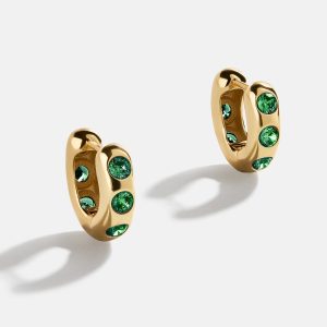 Sydney 18K Gold Birthstone Earrings - Emerald