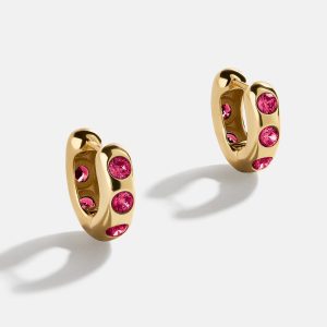 Sydney 18K Gold Birthstone Earrings - Ruby