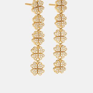 18K Gold Lucky Clover Drop Earrings - Clover