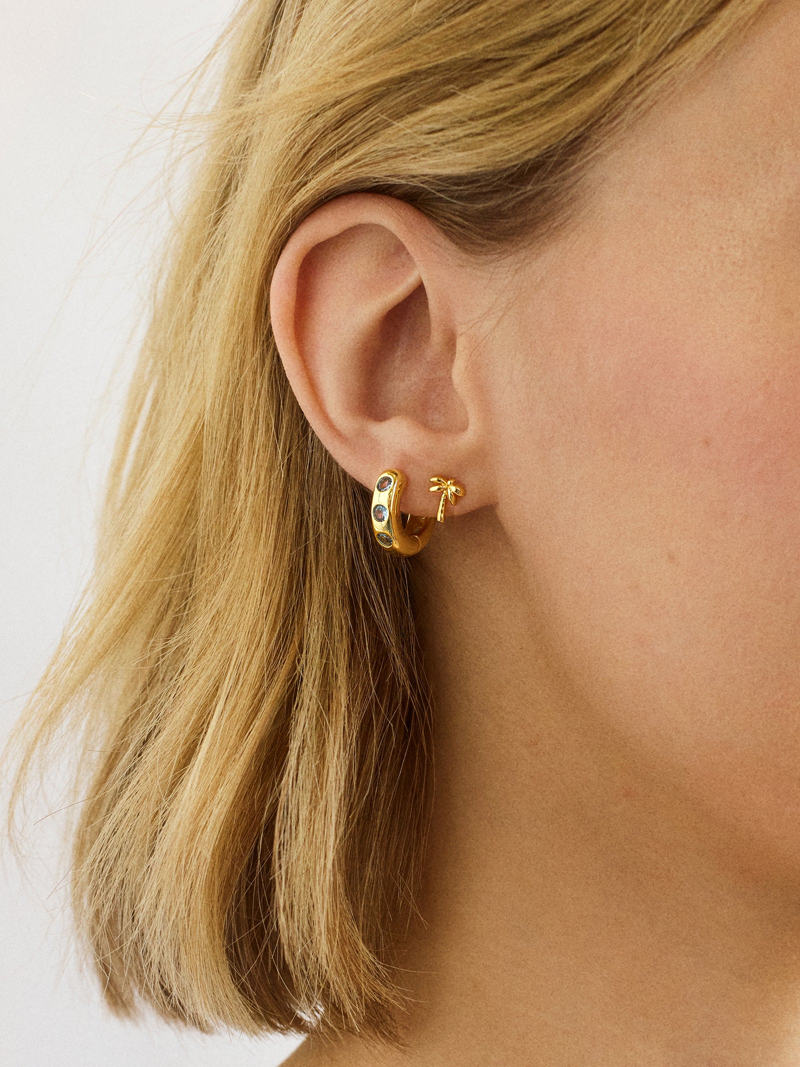 18K Gold Just For Fun Earrings - Palm Tree - Image 2