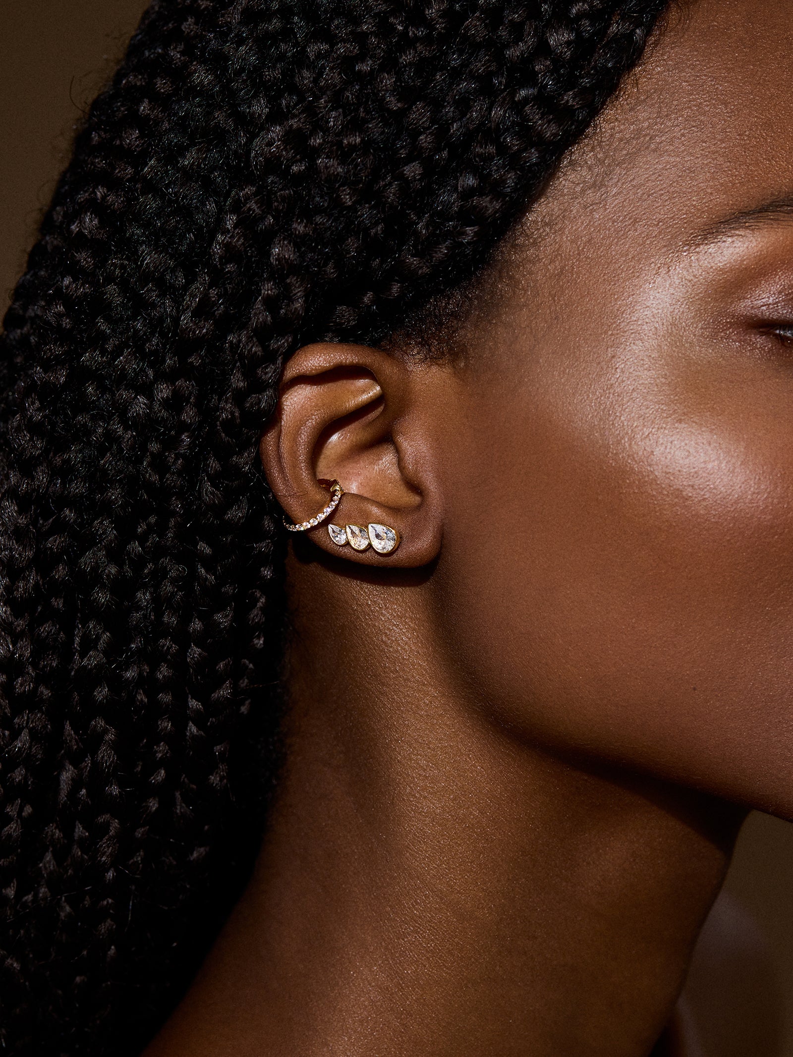 18K Gold Victoria Earrings - Gold/Pav?? - Image 2