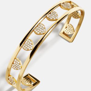 18K Gold Heart Cuff Bracelet - Heart