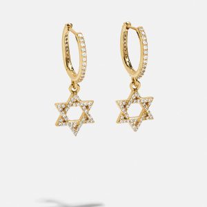 18K Gold Star of David Earrings - Star of David