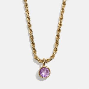 18K Gold Florence Birthstone Necklace - Light Amethyst