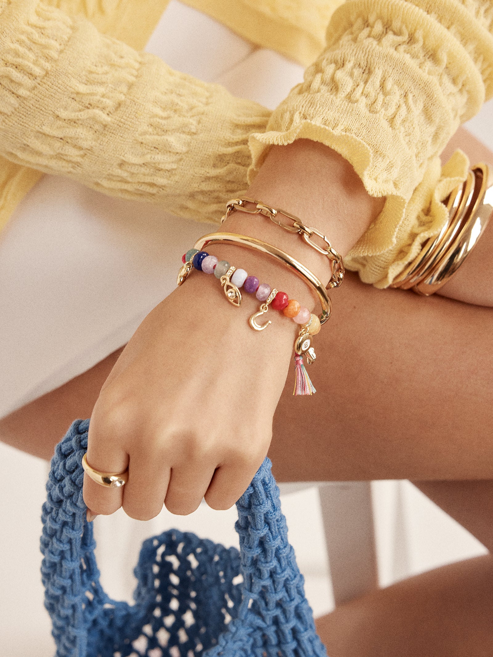 Riley Semi-Precious Charm Bracelet - Multi - Image 2