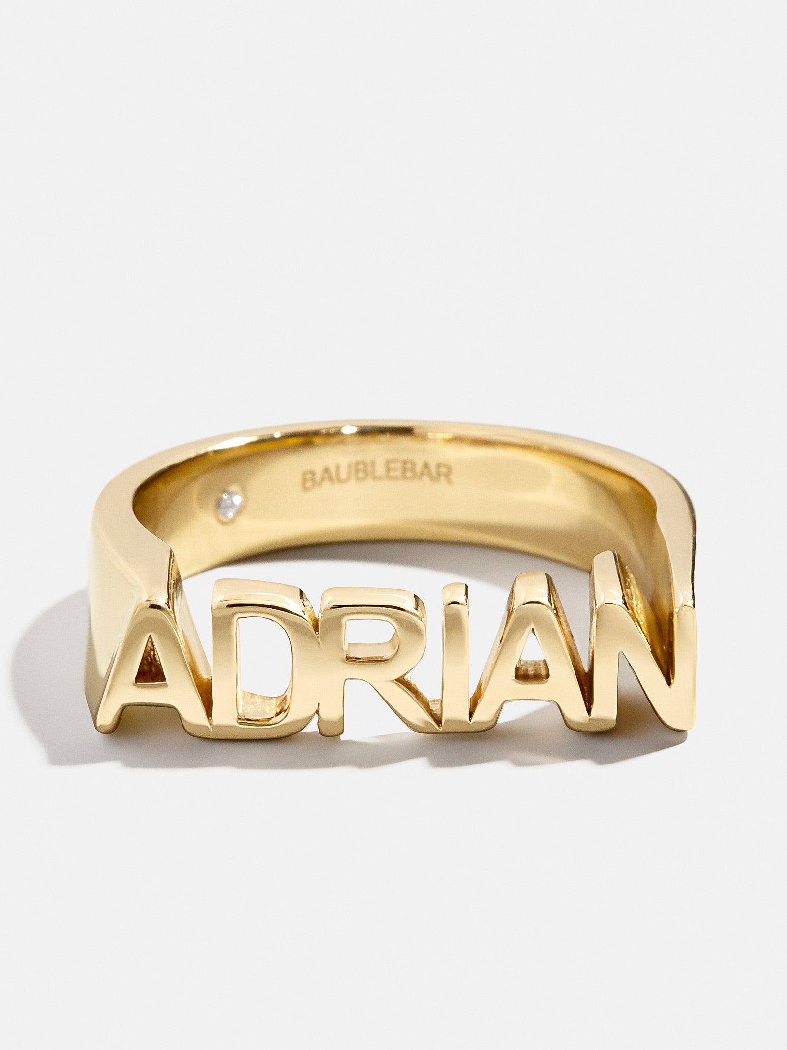 18K Gold Fineline Custom Nameplate Ring - Gold - Image 3
