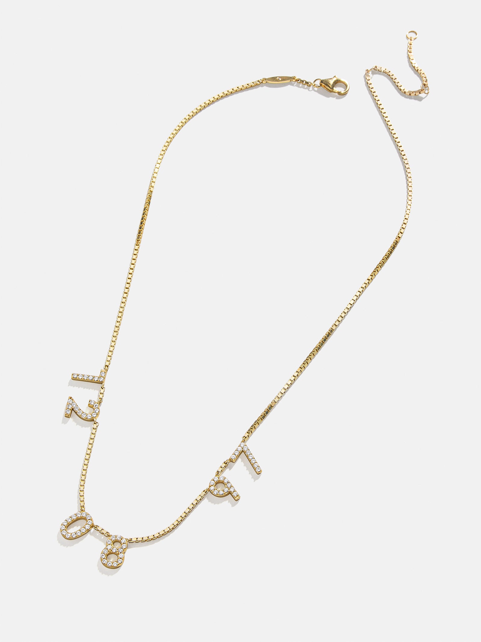 18K Gold Spaced Number Custom Necklace - S - Image 8